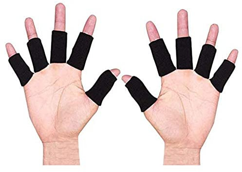 ONTYZZ Dedos Soporte Deportivos Protectores de Dedos 10 Piezas Soporte Protector de Dedos Elástico para el Deporte y la Artritis Protección de la Ayuda de la Manga del Dedo Negro