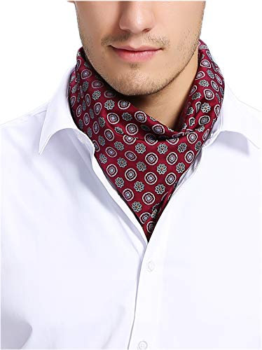 Prettystern Herren 100% Seide Bandana Nickituch Trachten-halstuch Seiden-Halstuch Sommer Seiden-Tuch Dunkel-Rot Kreis 9.