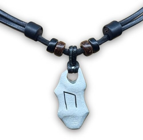 HANA LIMA Lederhalskette Uruz Rune Halskette Wikingerschmuck Wikingerkette Lederkette Halsband Odin