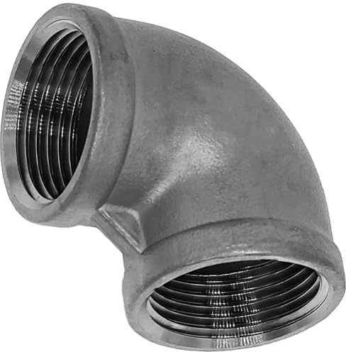 MegaHaustechnik Winkel 90 Grad, 1 1/4 Zoll IG, Gewindefitting Edelstahl V4A | Trinkwasser geeignet, Innengewinde-Innendurchmesser 39mm DN32 Rohr, rostfrei INOX
