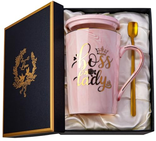 Biching Kaffeebecher aus Marmor-Keramik, 400 ml, Pink