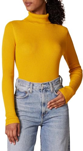 Amazon Essentials Women's Slim-Fit Lightweight Long-Sleeve Turtleneck Jumper, Gold, S
