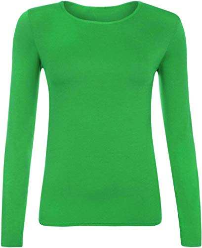 Hiffy Ladies Plain Long Sleeve T-Shirt Top Womens Plus Sizes UK 8-26 (Jade Green, 16-18)