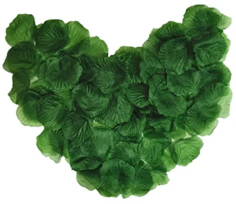 RuiChy 1000pcs Artificial Silk Rose Petals for Wedding, Dark Green | Fake Flower Petals Home Party Romantic Night Anniversary Valentine's Day Wedding Party Table Decorations
