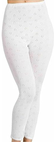iTRONiK New Women's Thermal Long Johns Underwear Cotton Long Johns White or Black Made in The UK (White, M)