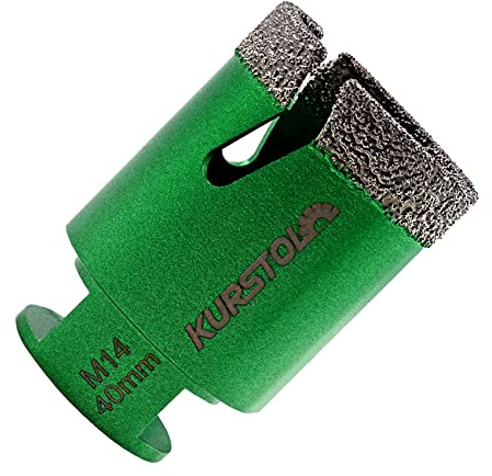 KURSTOL Diamond Core Drill Bits - 40mm with M14 thread Tile Hole Saws for Dry Drilling Porcelain Ceramic Tile Granite Marble Stone Vacuum Brazed Diamond Drill Bit