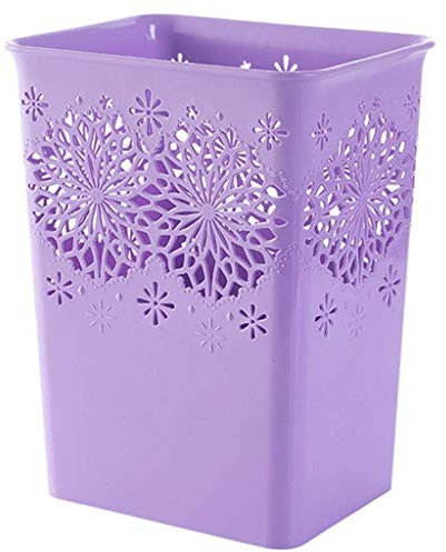 Poubelle Poubelle Poubelle De Bureau Creux en Plastique Articles Divers Poubelle De Stockage Multi-Tailles Découvert Ordures Corbeille À Papier (Violet)