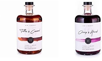 Toffee & Caramel Handmade Gin Liqueur 70cl - Smooth Premium Craft Gin - 20% ABV & Original Bakewell Cherry & Almond Handmade Gin Liqueur 70cl - Premium Craft Gin - 20% ABV