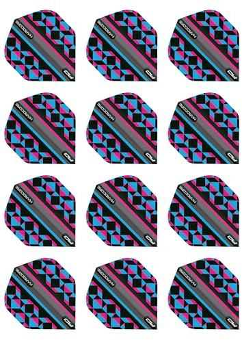 RED DRAGON Hardcore Radical Rosa, Blau und Schwarz Geometric Dartflug - 4 Set pro Packung (insgesamt 12 Dart-Flights)