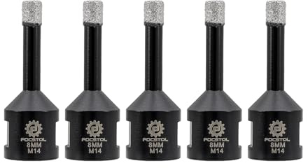 FOCSTOL Diamant Fliesenbohrer 5 Stück 8mm Vakuumgelötete Diamant Lochsäge für Porzellan Keramik Fliese Marmor Granit Stein Quarz M14 Gewinde
