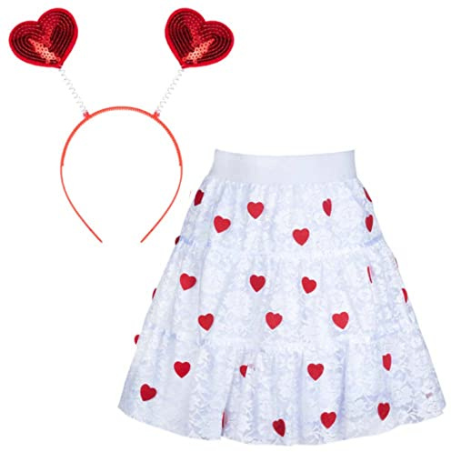 Goldschmidt Kostüme Amor Set | Herzchen Haarreif und Rock | Tutu Herz Damenkostüm Set