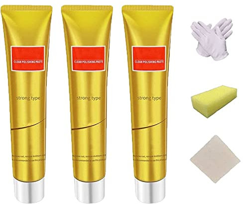 Instashine Metal Cream,Starke und Wirksame Metallpoliercreme,Ultimate Metall-Poliercreme,Fixini All Metal Polish Cream,Polierpaste Zum Entfernen Von Rost Auf Silber,Kupfer,Messing,Chrom (3SET)