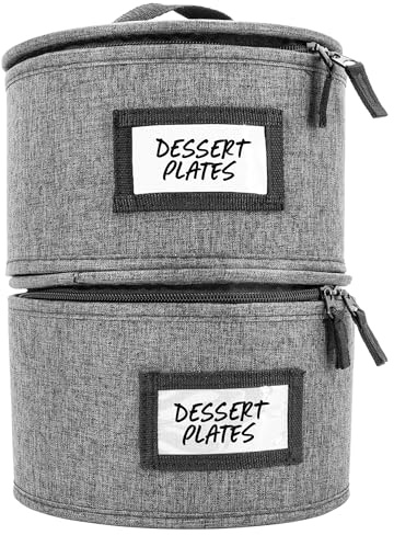 Homelux Theory 2pc Dessert Storage with Lid, Hard Shell China Storage Containers, Heavy Duty Dinnerware Storage Box with 24 Felt Pads and Thick Surface for Dishes and Dinner Plate, Move Out Essentials