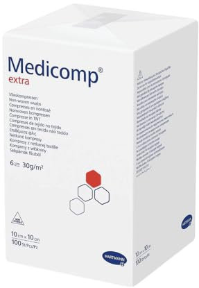 Medicomp Extra Vlieskompressen 10 x 10 cm , 6fach, unsteril 100 Stück in Papierbeuteln
