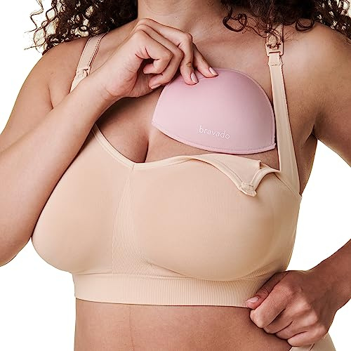 BRAVADO! DESIGNS Återanvändbara amningsdynor, 2-pack läckagesäkra absorberande tvättbara bröstkuddar för amning