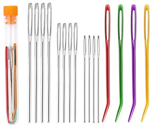 16tlg. GroßäUgiges Nadelset, Stopfnadel, Wollnadel Aluminium Mit GroßEm ÖHr, Groß Auge Stumpfe Nadel, Hand NäHnadel, Zum Weben Wolle HandgenäHtes Leder(4 GrößEn)