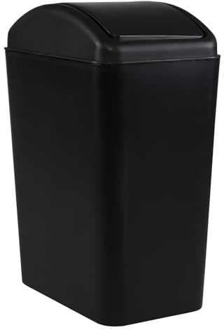 Oymlclivisa 4.5 Gallon Plastic Swing Top Trash Can, Slim Swing Lid Trash Bin, Black