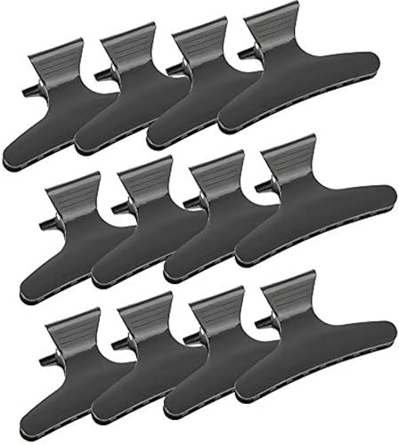 Ezweiji 12Pcs Negro Mariposa pinza de pelo, peinado Accesorios antideslizante pinzas para el cabello para las mujeres, la sección de cabello pinzas de agarre herramienta de peluquería sección Clips