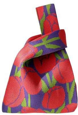 Anopo Pequeña Bolsa de Punto con Nudo para Mujeres | Bolsa de Muñeca Compacta de Punto con Asa Ancha para Todos Los Días, Viajes, Verano y Playa