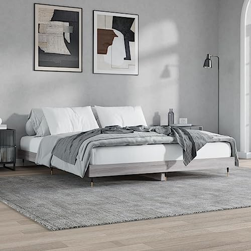 ZQQLVOO Bettgestell Familienbett Palettenbett Bettgestell Grau Sonoma 140x200 cm Holzwerkstoff