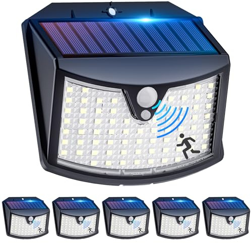 Solarlampen für Außen mit Bewegungsmelder [6 Stück], 3 Modi Garten Solarleuchten für Außen IP65 Wasserdichte Solarlampen für Außen Wand Led Solar Strahler Außen für Garten, Hof, Garage, Haustüren