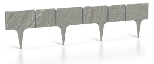 Rasenkante Gartenpalisade Palisade Beeteinfassung Beetumrandung 3,9m Beetabgrenzung Stein-Optik Mähkante Grau