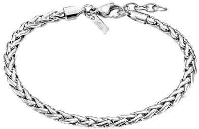 LOTUS STYLE Pulsera Hombre Acero Inoxidable 316L Brazalete de Diseño Sofisticado, Confortable y Resistente al Agua - Pulseras Hombre - Plateada 215.00 mm LS2366-2/1 - Ideal para Regalo