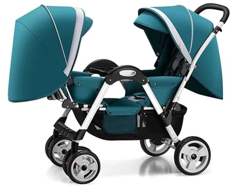 EYPKPL Faltbarer Doppelsitz-Tandem-Kinderwagen, kreativer Doppel-Regenschirm, Doppel-Kinderwagen, bequemer Zwillings-Kinderwagen, Leichter Kinderwagen