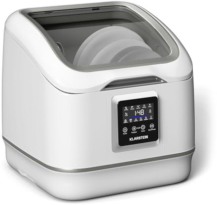 Klarstein SilentScrub lavavajillas encimera - lavavajillas portátil y compacto con 3 cubiertos, 7 programas de lavado, pantalla táctil digital, y funcionamiento silencioso a 55 dB