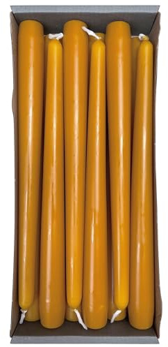 Nordring 12 candele a punta 2,3 x 25 cm senape – Certificazione RAL, antigoccia e raucharm, circa 8 ore di durata – decorazione da tavolo e candelabri