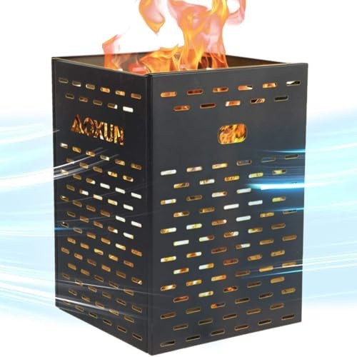 Aoxun 63 Gallon Ultra Thick Burn Barrel for Yard Waste - Heavy Duty Outdoor Incinerator Drum with Burn Cage for Paper, Leaves, Trash & Wood (27.9)