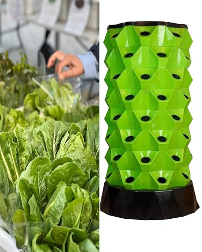 Kit sis-tema di coltivazione idroponica, torre idroponica, con 48/64/80 punti di crescita, giardino verticale idroponico, per verdure, erbe aromatiche, fragole,Green-64holes