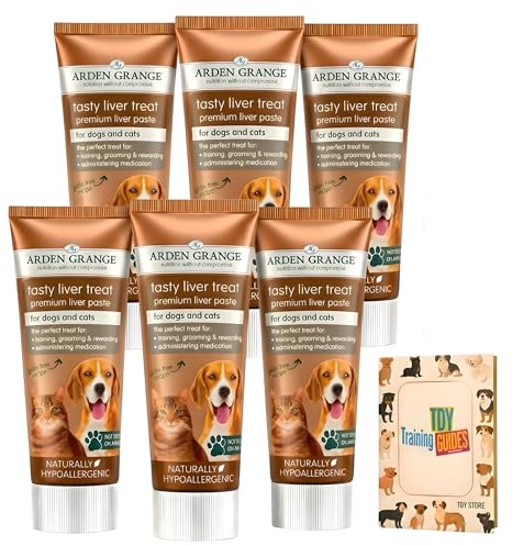 TDY Bundle Arden Grange Liver Paste for Dogs & Cats - Grain-Free Dog Pate with Nutrient-Rich Liver - Ideal Training Aid, Medication Administering Aid, 6 x75g With TDY Training Guides