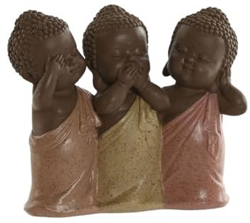 Home ESPRIT - Figura decorativa arancione corallo lime resina Buddha orientale 15,5 x 6 x 13 cm - Marca EAN: 8424002158460