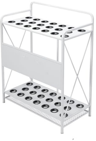 Generisch Billard-Queue-Halter, Bodenständer für Billard-Queue-Ständer, Angelruten-Aufbewahrungsregal, für 20 Queues, für Indoor-Bar, Billardzimmer, Schule, Home Club (weiß)