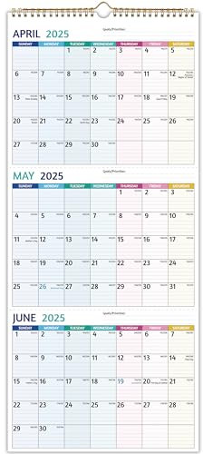 2026 Wall Calendar - 3 Month Calendar 2026 Vertical, Jan 2026 - Dec 2026, 3 Month Wall Calendar 2026, 11 x 26 In Open, 2026 Calendar Monthly with Large Print, Holidays, Thick Paper, Priorities ＆ Notes