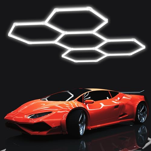 Hexagon LED Beleuchtung-Röhrenleuchten, 200W Superhell verknüpfbare 24.960 Lumen DIY LED-Deckenleuchten für Garage CRI>90, Werkstatt, Fitnessstudio, Keller, Auto-Schönheitssalon, Autopflegegeschäft