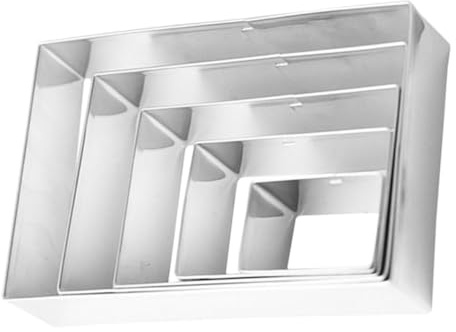 UKCOCO Emporte Piece Rectangulaire 5 Pièces en Acier Inoxydable, Argenté | Moules à Fondant pour Créations de Gâteaux, Outil à Biscuits Polyvalent, Nettoyage Facile