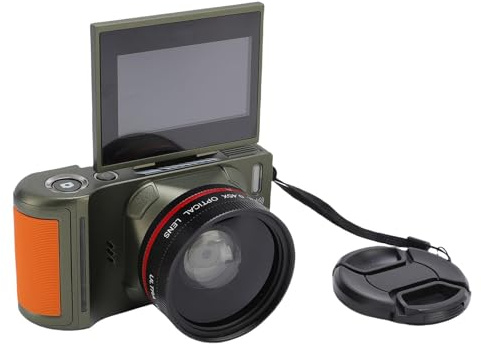 Lazmin112 Cámara Digital 4K, 64MP, 3 Pulgadas, Pantalla de Volteo HD 180 °, Zoom de 18x, Enfoque Automático, Anti Shake, Transferencia WiFi, Fotografía 4K, Detección de Movimiento Facial, (Verde)