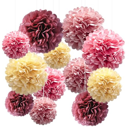 12 Pezzi Pompon di Carta, Sospeso Pon Pon Carta Velina