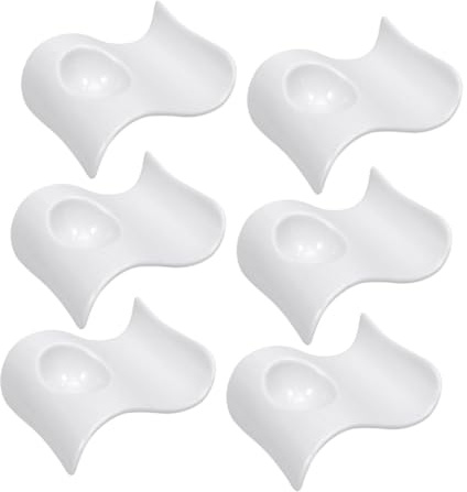 Uonlytech 6 Pezzi Portauovo in Ceramica Bianca Creative Egg Cups con Piatto a Forma di Vague Elegante Resistenti e Facili da Pulire per Uso Domestico e Servizio Colazione