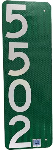 SSMG Reflective VERTICAL Address Sign, Double-Sided House Number Plaque, Blue or Green, 18x6 Inch (Green, 4 inch numbers)