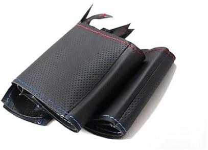 Auto Lenkradbezug Lenkradbezug Aus Geflochtenem Echtleder Für G30 G31 G32 G20 G21 G14 G15 G16 X3 G01 X4 G02 X5 G05 Lenkradhülle(Red and Blue Thread)