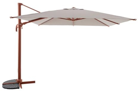 Hespéride - Ombrellone a sbalzo quadrato Melhia Terracotta/Lino 3 x 3 m in acciaio antiruggine con tessuto idrorepellente, inclinabile, protezione solare per giardino e terrazzo