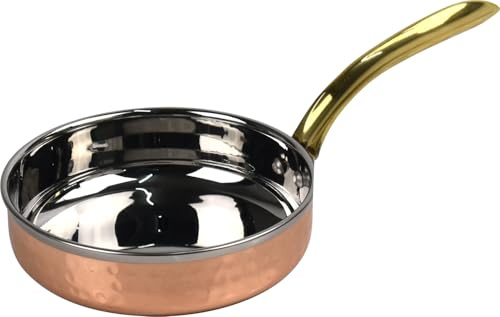 LAVV HOUSEWARES LTD Hammered Copper & Stainless Steel Frying Pan with Brass Handle (13.5 cm)