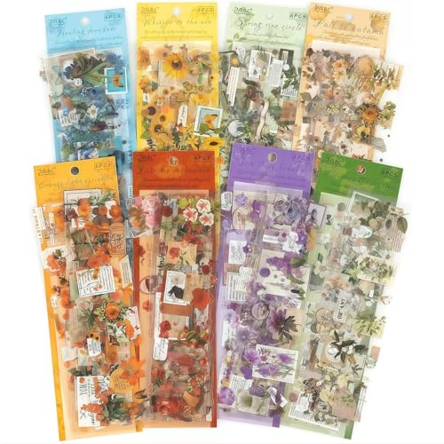 Bafutayawa Sticker, 555pcs Journaling Zubehör & Scrapbook Zubehör, Vintage Floral Botanical Sticker Aesthetic Transparent Für Planner & Bullet Journal