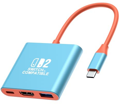 BAOZEE Switch 2 Dock [System 21.2.0] Portable TV Adaptor for Nintendo Switch 2/OLED - 4K@60Hz HDMI, 100W PD Charging, USB 3.0-3-in-1 Aluminium Mini Docking Station Travel
