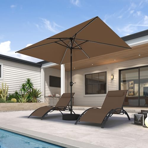 PURPLE LEAF Parasol Rectangulaire avec LED 2 x 3 m Taupe avec Pied Croix