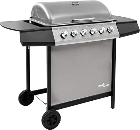 Générique Barbecue Gril à gaz avec 6 brûleurs Noir et argenté,Maison & Jardin,Arts de la Table & Arts culinaires,Électroménager de Cuisine,Barbecues,48553