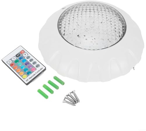 CashMuch RGB-LED-Schwimmbadleuchte für Pools, Spas, Wasserspiele, wasserdicht, IP68, 12 V DC, 38 W, langes Kabel mit Fernbedienung, 1 Stück